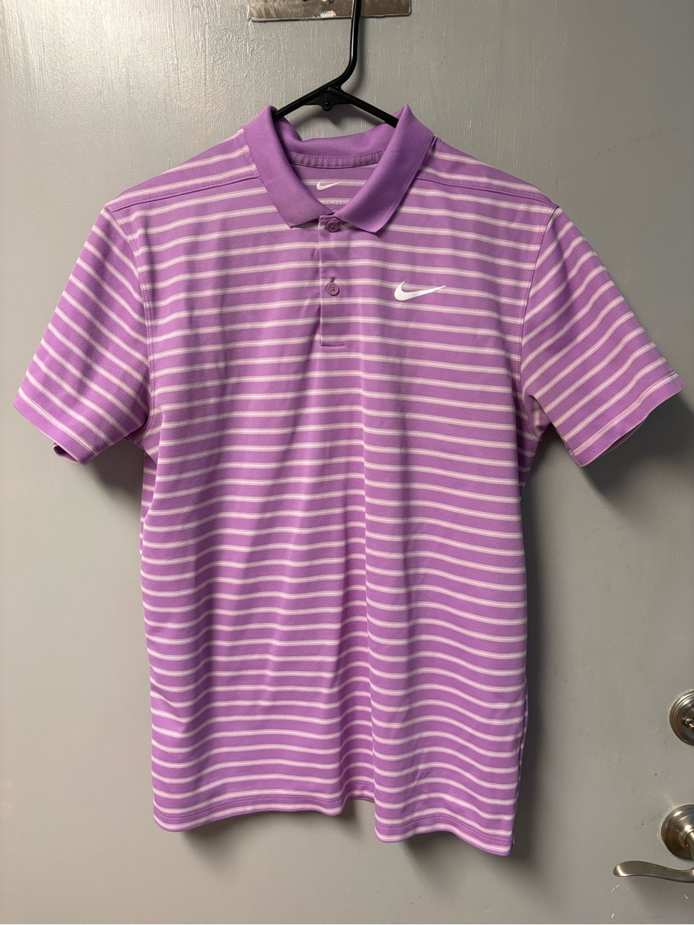 Nike Men's Purple Striped Polo Shirt Size Medium
